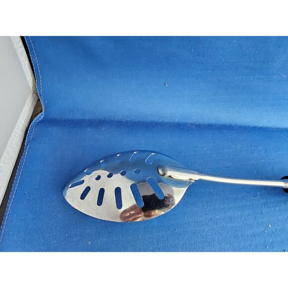 Vintage Foley Stainless Steel (USA) Slotted Serving Spoon w/Black Handle - 11" - Picture 7 of 8